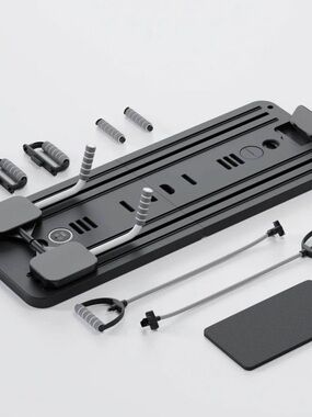 Real Pilates Black and Gray Home Pilates Reforming Board with Resistance Bands